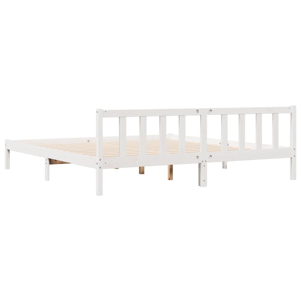 Prodloužený Rám Postele Bez Matrace Bílý 180 X 220 Cm Borovice