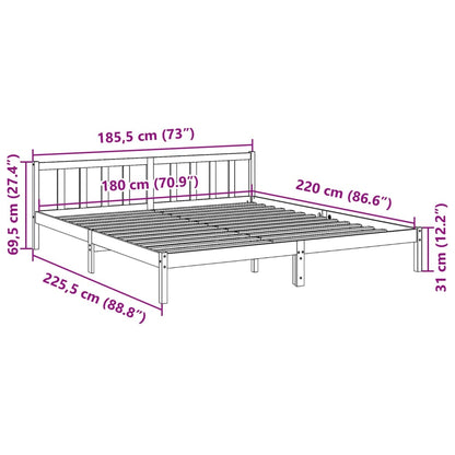 Prodloužený Rám Postele Bez Matrace Bílý 180 X 220 Cm Borovice