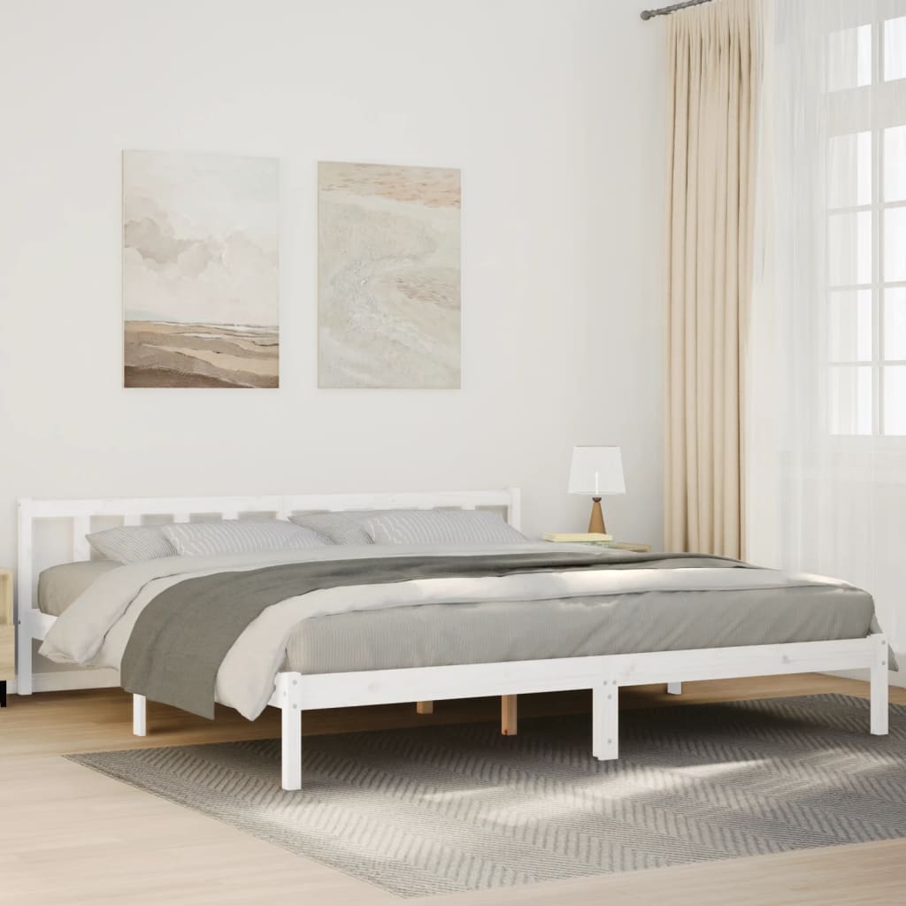 Prodloužený Rám Postele Bez Matrace Bílý 180 X 220 Cm Borovice
