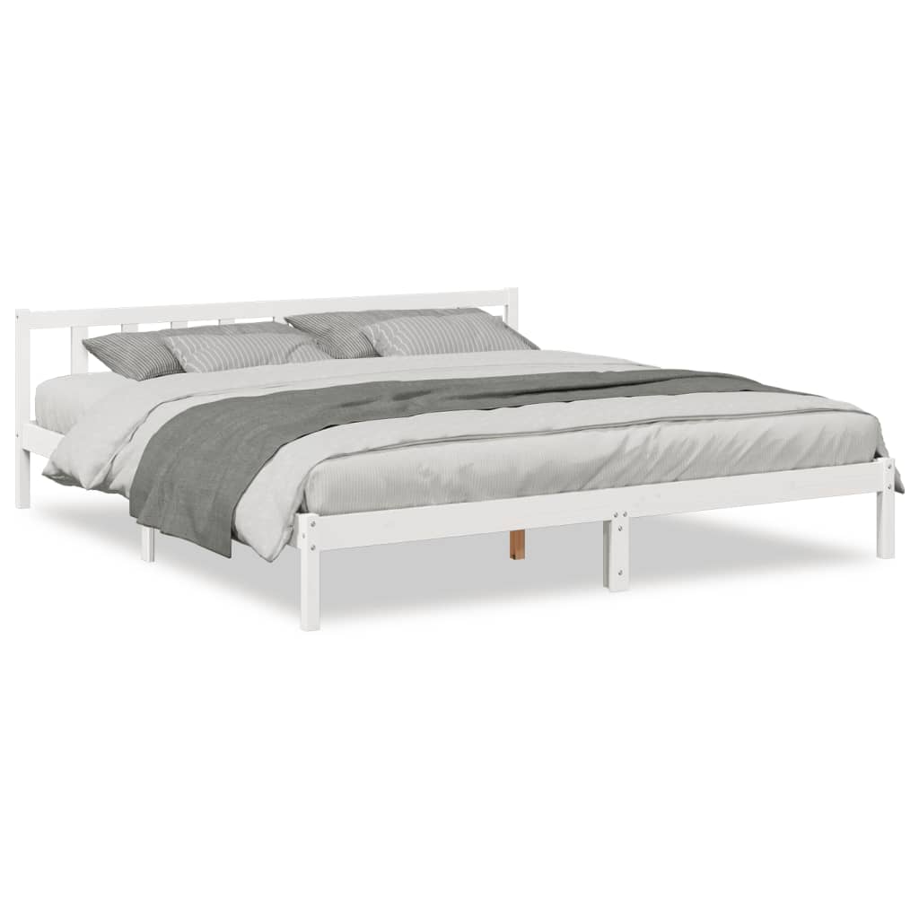 Prodloužený Rám Postele Bez Matrace Bílý 200 X 220 Cm Borovice