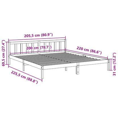 Prodloužený Rám Postele Bez Matrace Bílý 200 X 220 Cm Borovice