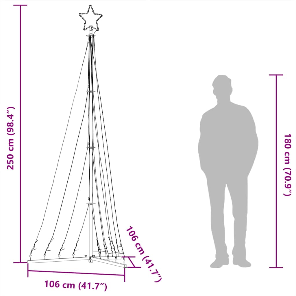 Led Vánoční Stromek 447 Barevných Led Diod 249 Cm