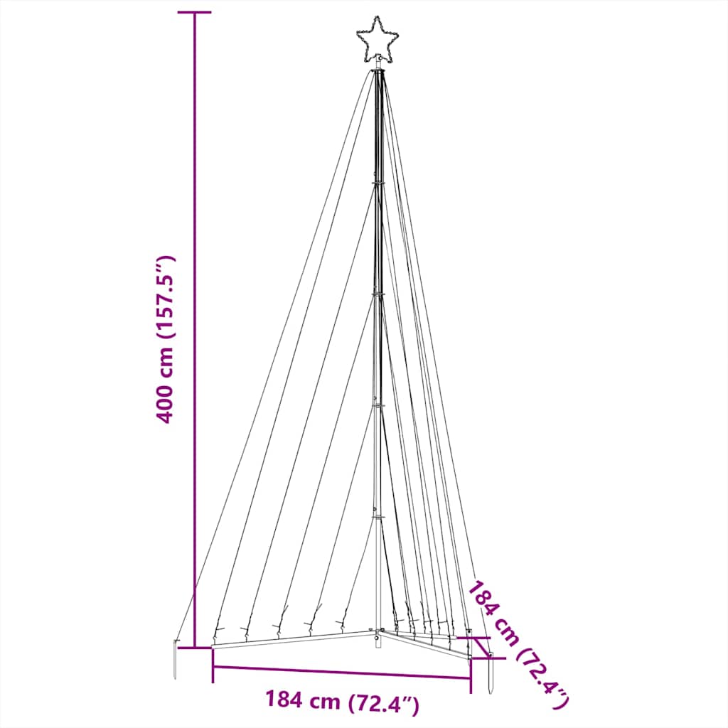 Led Vánoční Stromek 570 Studených Bílých Led Diod 399 Cm