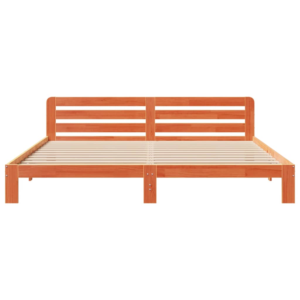 Postel Bez Matrace Voskově Hnědá 200 X 200 Cm Masivní Borovice