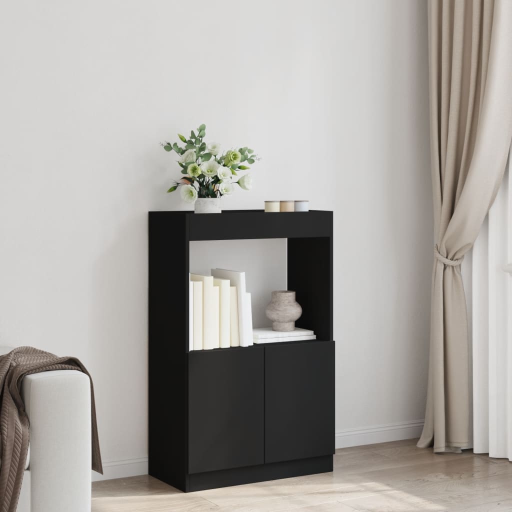 Skříň Highboard Černá 63 X 33 X Kompozitní Dřevo Černá