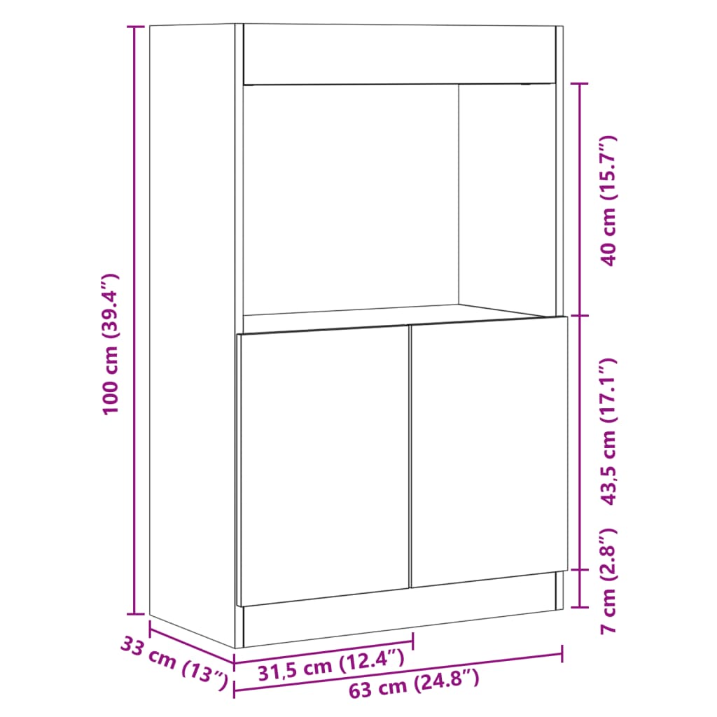 Skříň Highboard 63 X 33 X Kompozitní Dřevo Dub Sonoma