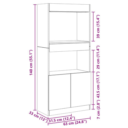 Skříň Highboard 63 X 33 X Kompozitní Dřevo Hnědý Dub
