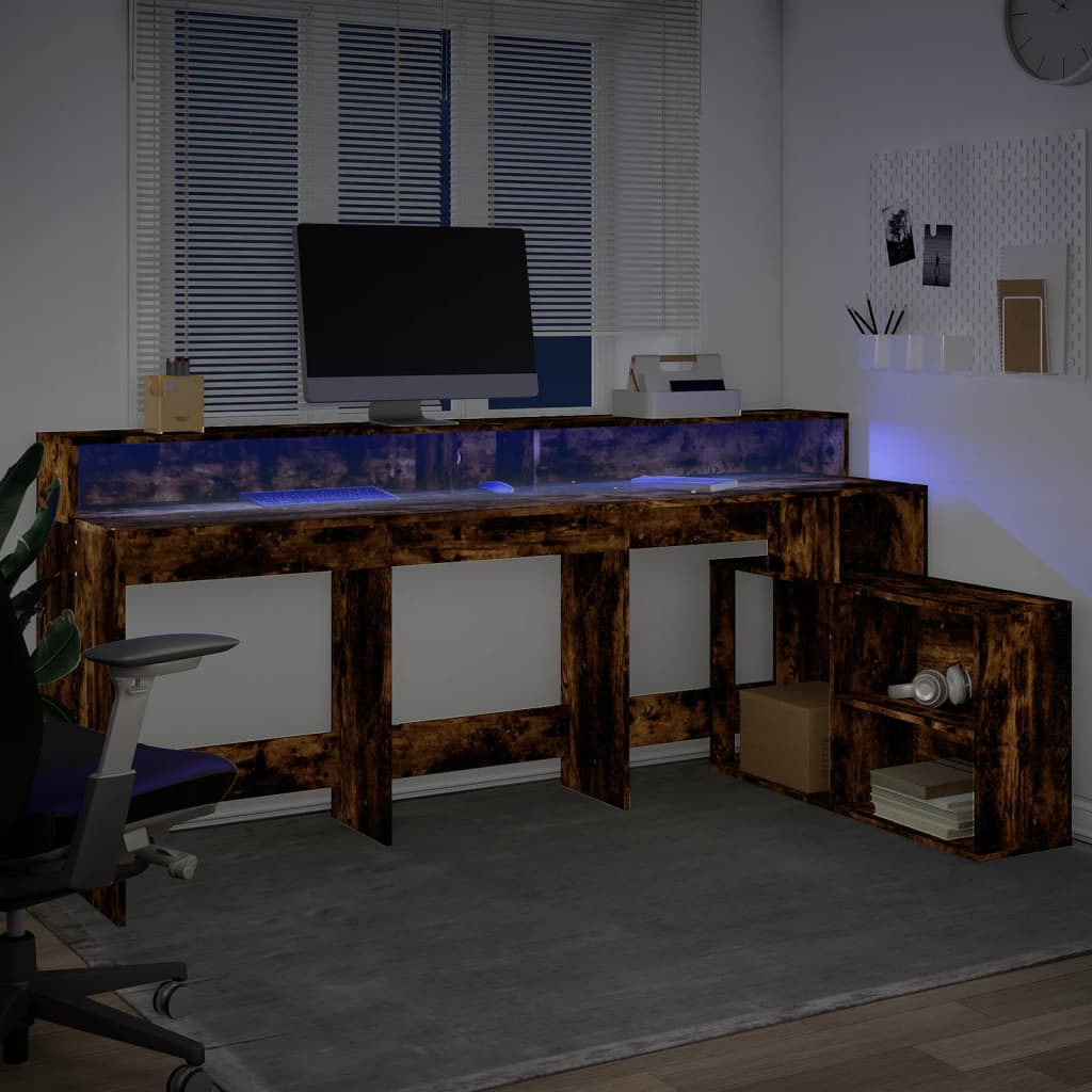Psací Stůl S Led 200 X 104 X 91 Cm Kompozitní Dřevo