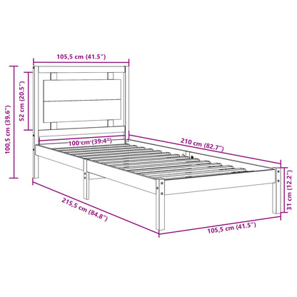 Prodloužený Rám Postele Bez Matrace 100 X 210 Cm Masivní Dřevo