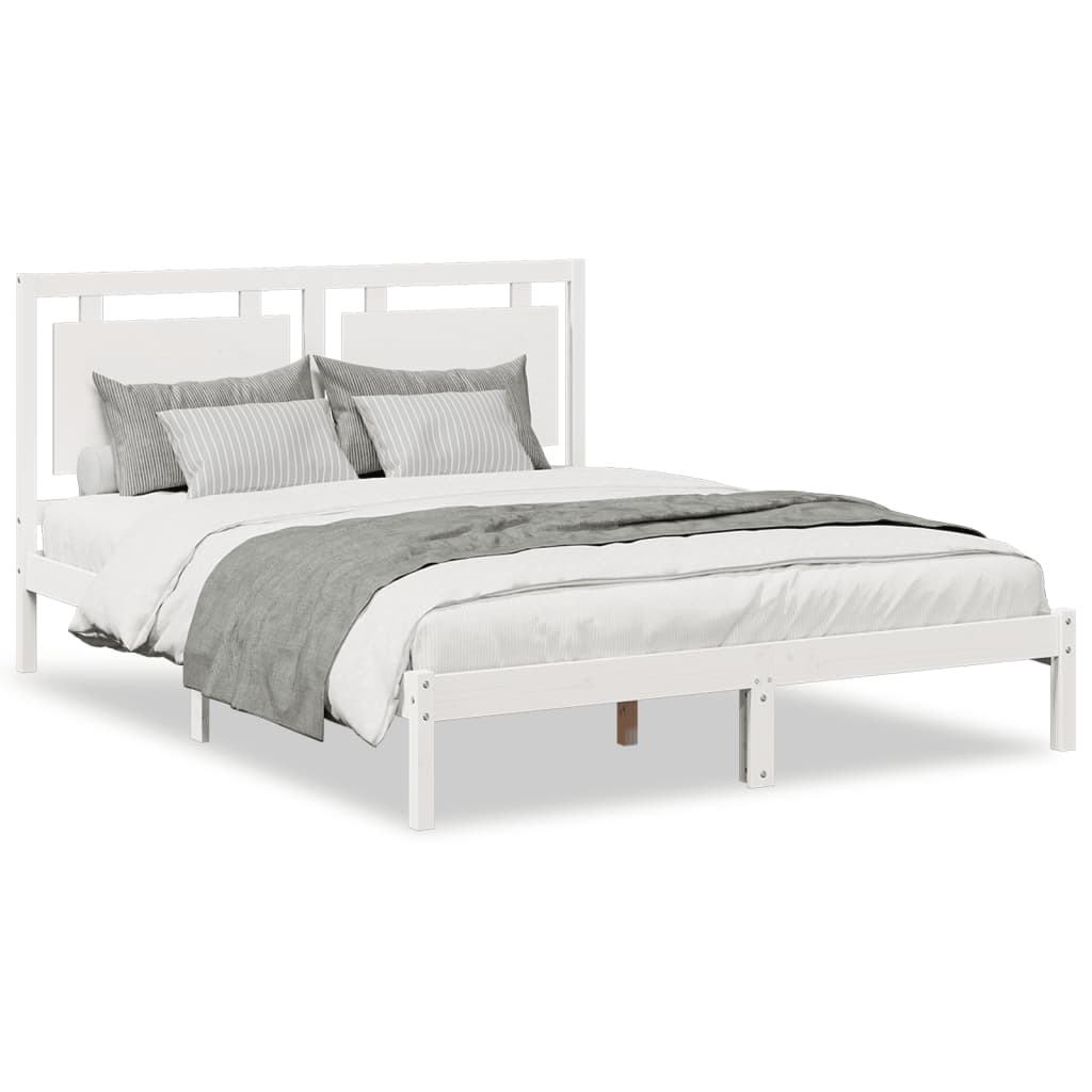 Prodloužený Rám Postele Bez Matrace Bílý 160 X 210 Cm Masiv