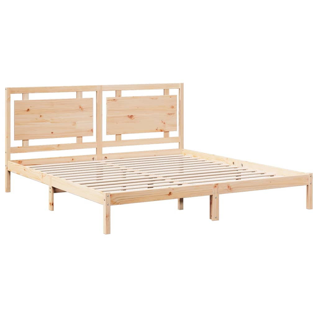 Prodloužený Rám Postele Bez Matrace 200 X 210 Cm Masivní Dřevo