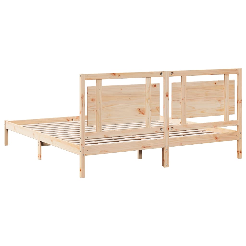 Prodloužený Rám Postele Bez Matrace 200 X 210 Cm Masivní Dřevo