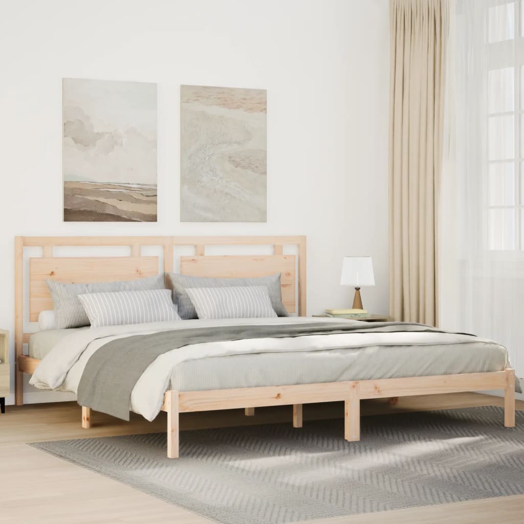Prodloužený Rám Postele Bez Matrace 200 X 210 Cm Masivní Dřevo
