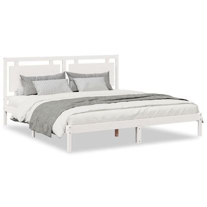 Prodloužený Rám Postele Bez Matrace Bílý 200 X 210 Cm Masiv