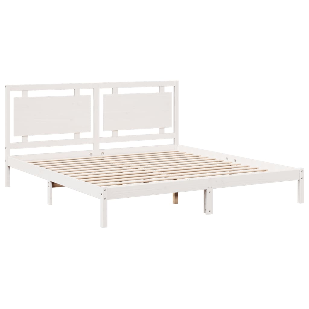 Prodloužený Rám Postele Bez Matrace Bílý 200 X 210 Cm Masiv
