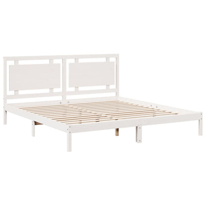 Prodloužený Rám Postele Bez Matrace Bílý 200 X 210 Cm Masiv