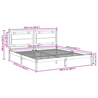 Prodloužený Rám Postele Bez Matrace Bílý 200 X 210 Cm Masiv