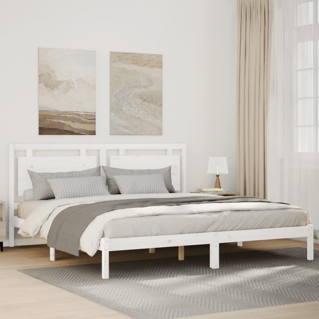 Prodloužený Rám Postele Bez Matrace Bílý 200 X 210 Cm Masiv