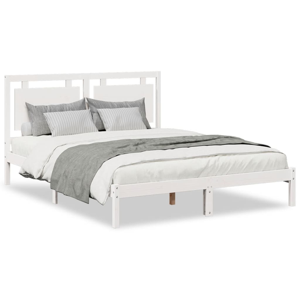 Prodloužený Rám Postele Bez Matrace Bílý 160 X 220 Cm Masiv