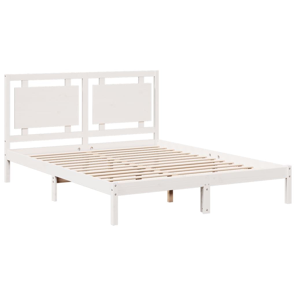 Prodloužený Rám Postele Bez Matrace Bílý 160 X 220 Cm Masiv