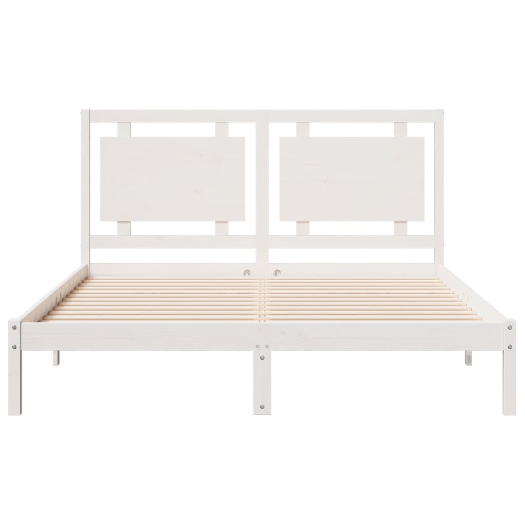 Prodloužený Rám Postele Bez Matrace Bílý 160 X 220 Cm Masiv