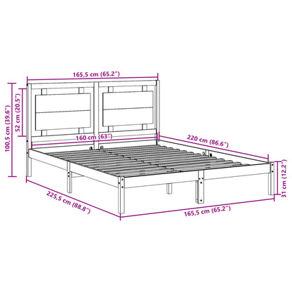 Prodloužený Rám Postele Bez Matrace Bílý 160 X 220 Cm Masiv