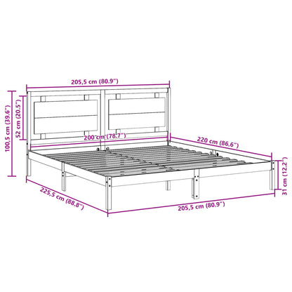 Prodloužený Rám Postele Bez Matrace 200 X 220 Cm Masivní Dřevo