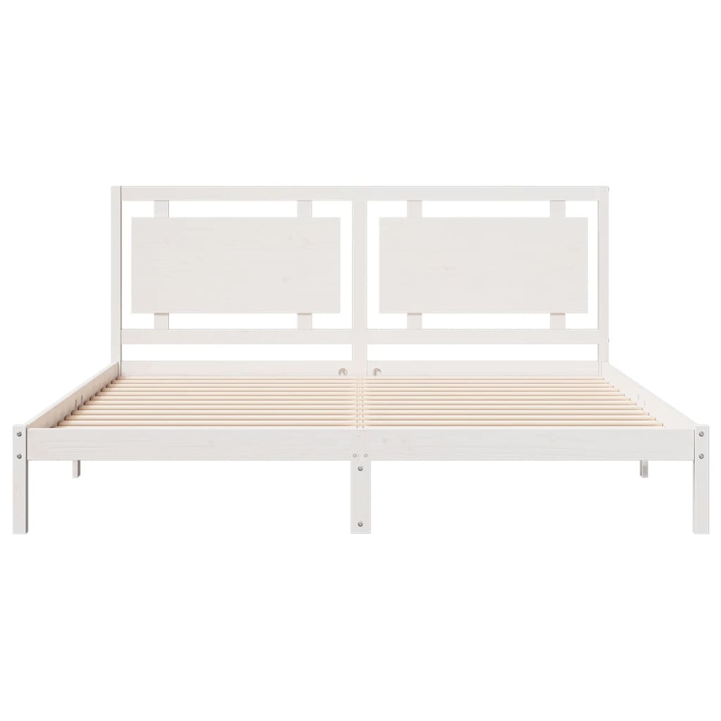 Prodloužený Rám Postele Bez Matrace Bílý 200 X 220 Cm Masiv