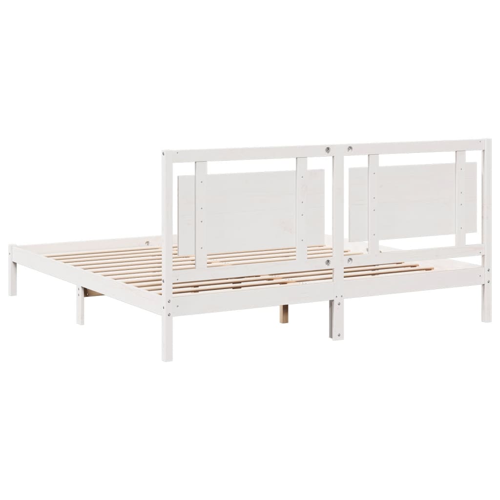 Prodloužený Rám Postele Bez Matrace Bílý 200 X 220 Cm Masiv
