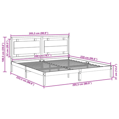Prodloužený Rám Postele Bez Matrace Bílý 200 X 220 Cm Masiv