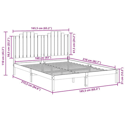 Prodloužený Rám Postele Bez Matrace 160 X 210 Cm Masivní Dřevo