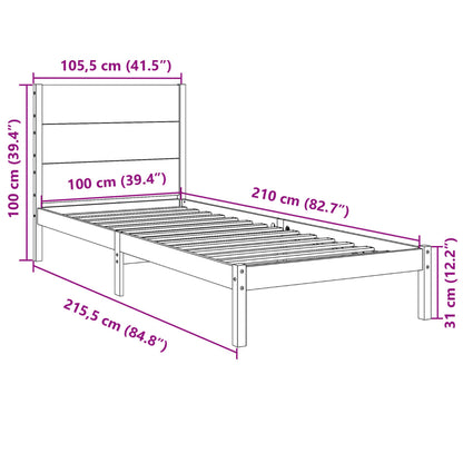 Prodloužený Rám Postele Bez Matrace 100 X 210 Cm Masivní Dřevo