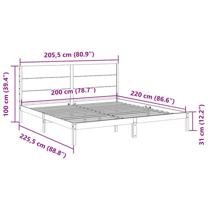 Prodloužený Rám Postele Bez Matrace 200 X 220 Cm Masivní Dřevo