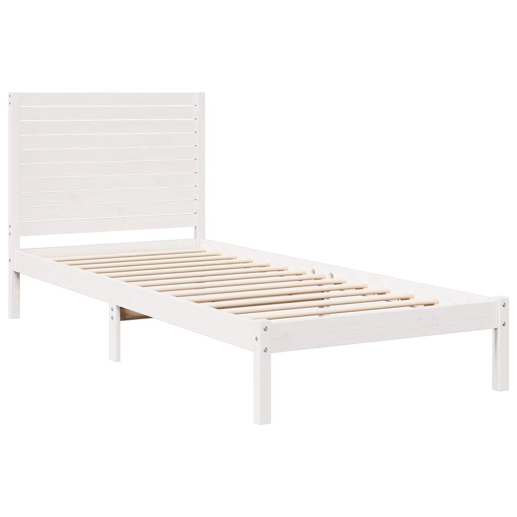 Prodloužený Rám Postele Bez Matrace Bílý 90 X 210 Cm Masiv