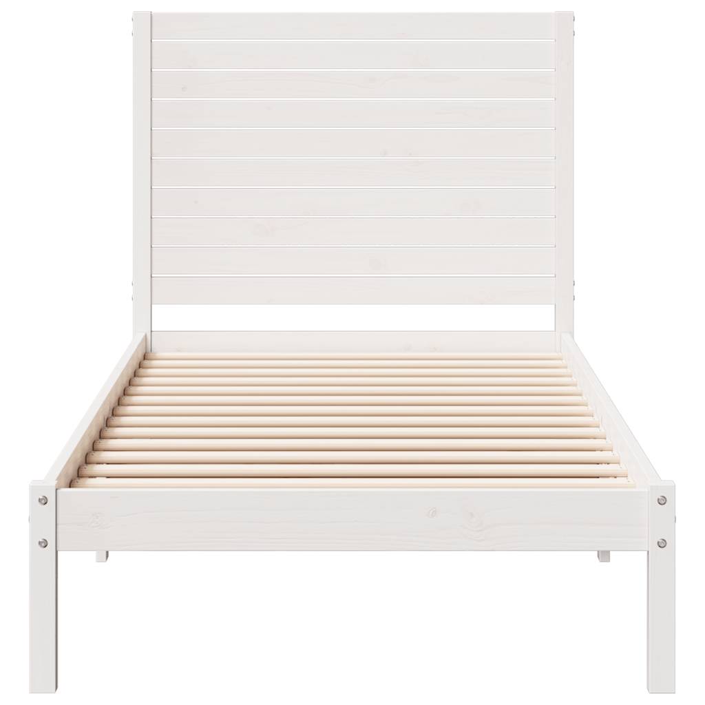 Prodloužený Rám Postele Bez Matrace Bílý 90 X 210 Cm Masiv