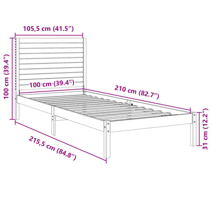 Prodloužený Rám Postele Bez Matrace 100 X 210 Cm Masivní Dřevo