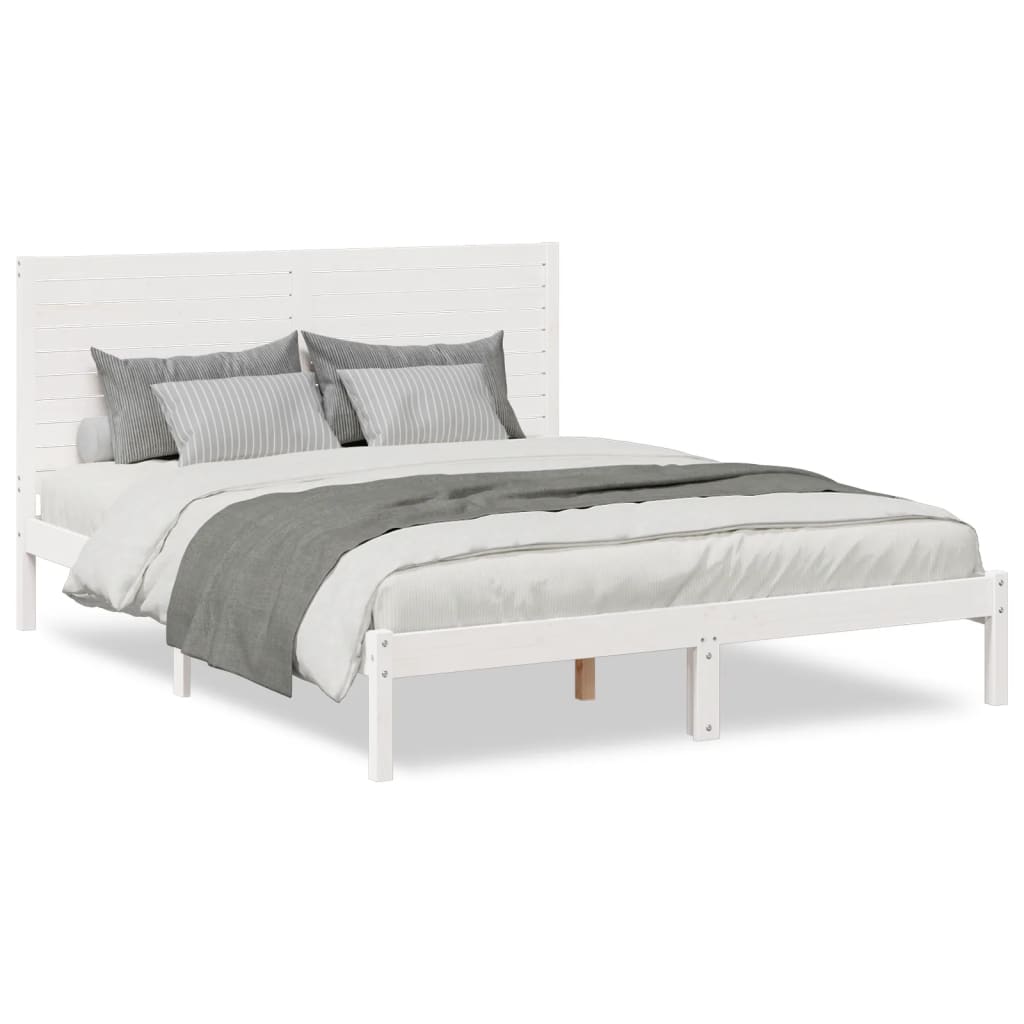 Prodloužený Rám Postele Bez Matrace Bílý 140 X 210 Cm Masiv