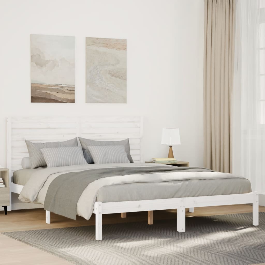 Prodloužený Rám Postele Bez Matrace Bílý 140 X 210 Cm Masiv