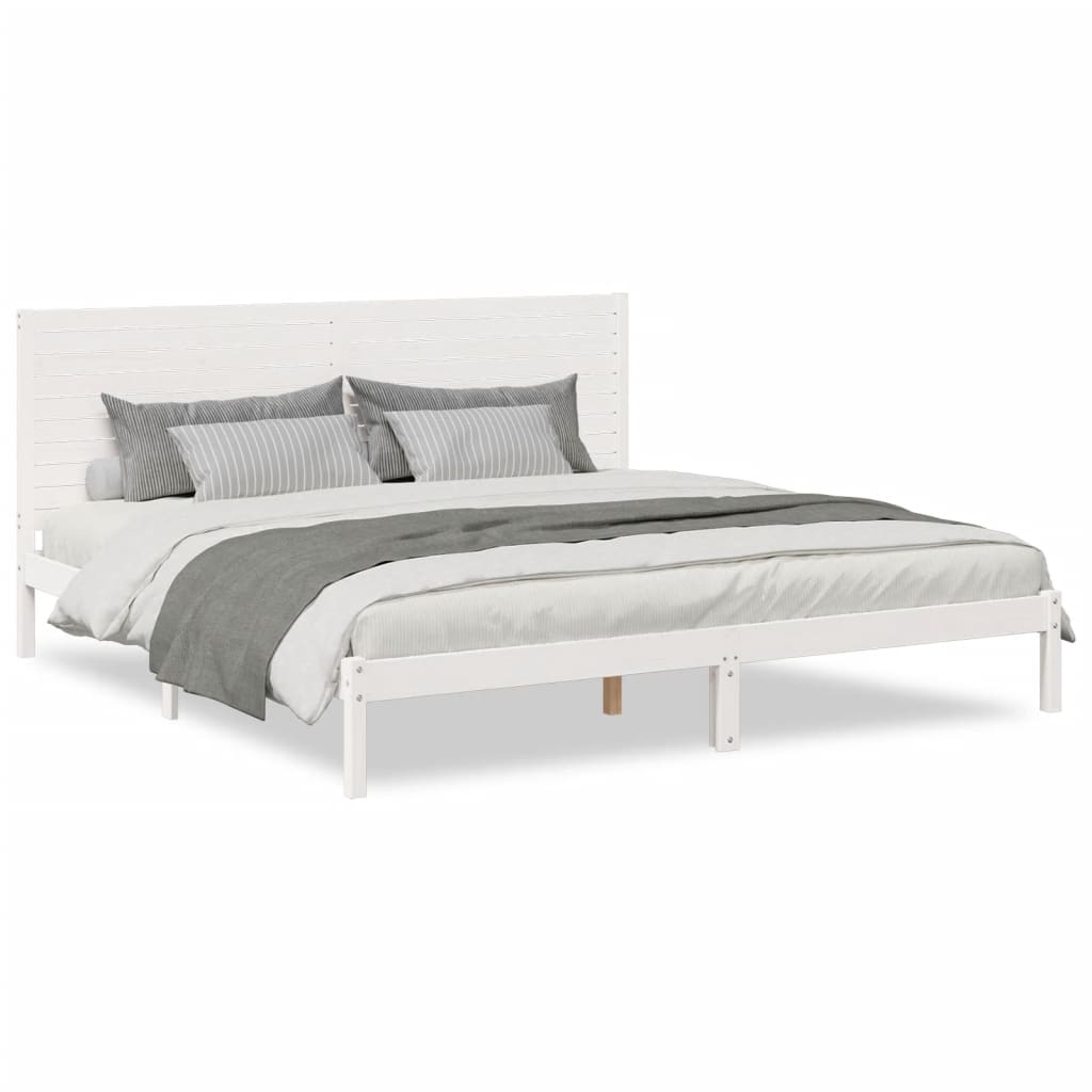 Prodloužený Rám Postele Bez Matrace Bílý 200 X 210 Cm Masiv