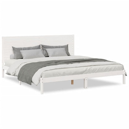 Prodloužený Rám Postele Bez Matrace Bílý 200 X 210 Cm Masiv