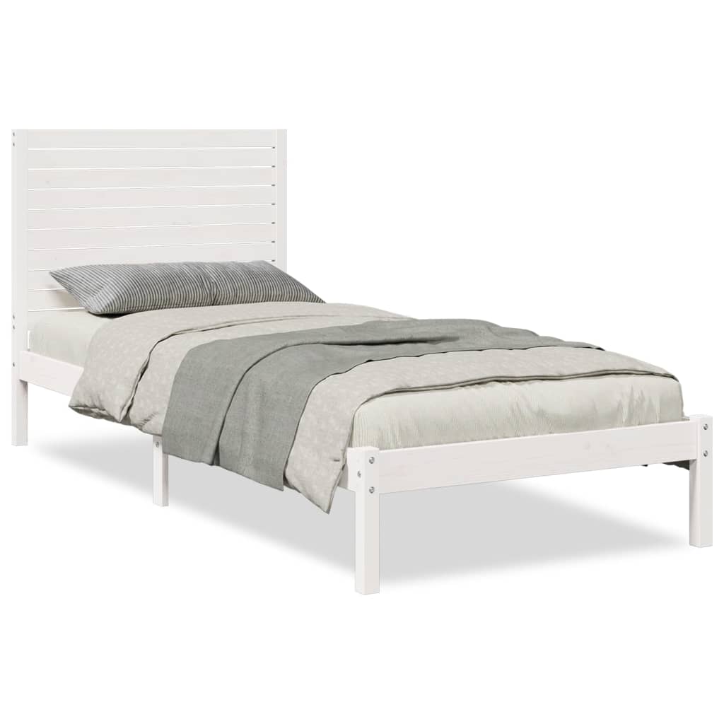Prodloužený Rám Postele Bez Matrace Bílý 90 X 220 Cm Masiv