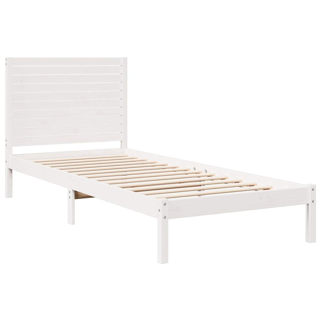 Prodloužený Rám Postele Bez Matrace Bílý 90 X 220 Cm Masiv