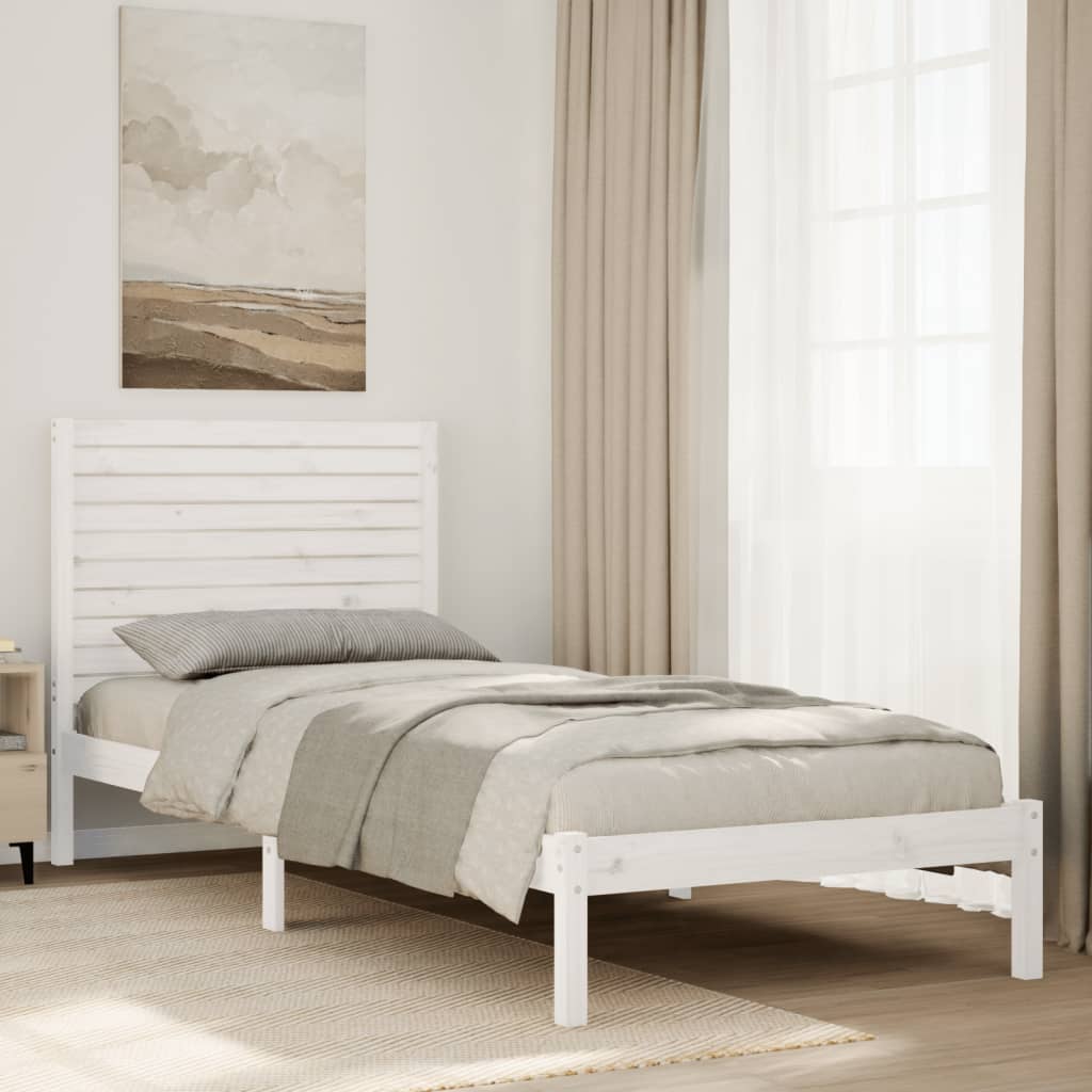 Prodloužený Rám Postele Bez Matrace Bílý 90 X 220 Cm Masiv