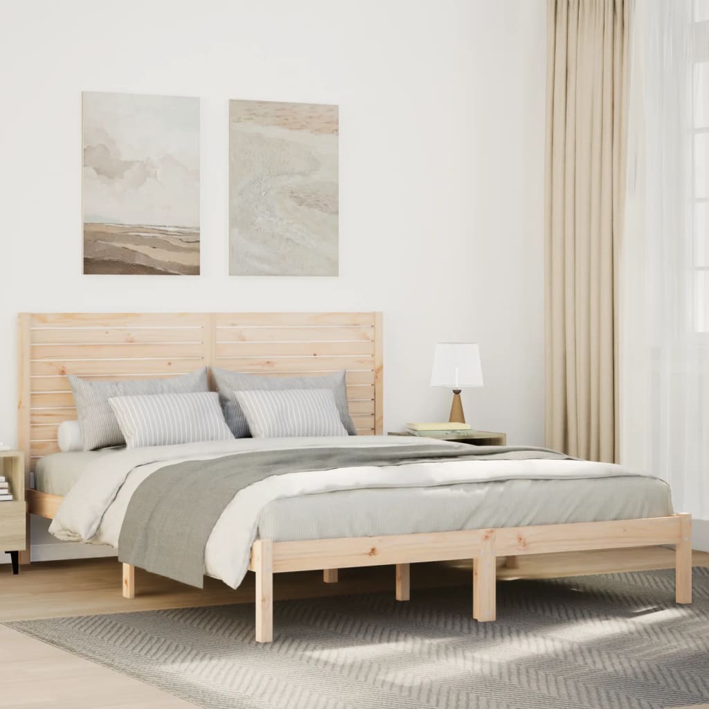 Prodloužený Rám Postele Bez Matrace 140 X 220 Cm Masivní Dřevo