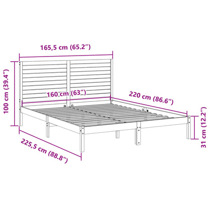 Prodloužený Rám Postele Bez Matrace 160 X 220 Cm Masivní Dřevo