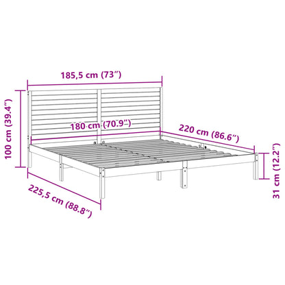 Prodloužený Rám Postele Bez Matrace 180 X 220 Cm Masivní Dřevo