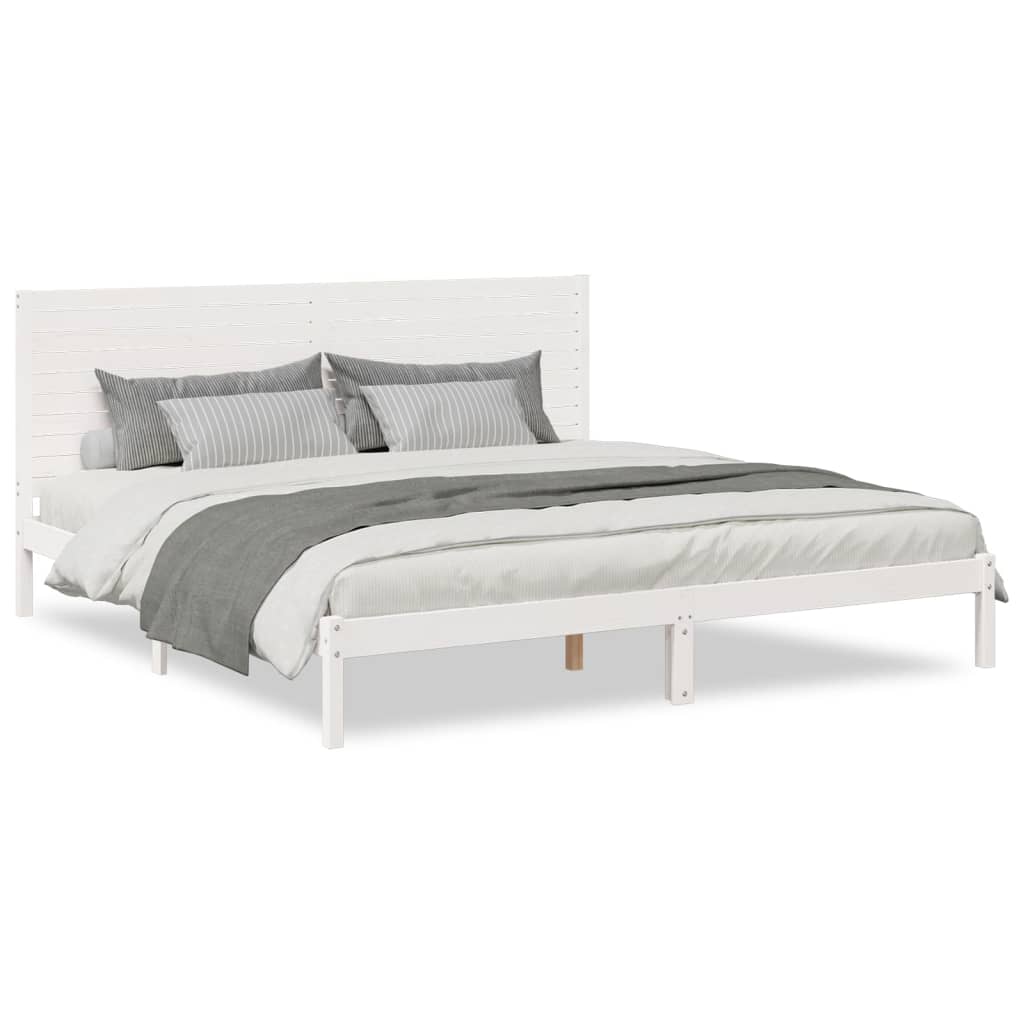 Prodloužený Rám Postele Bez Matrace Bílý 180 X 220 Cm Masiv