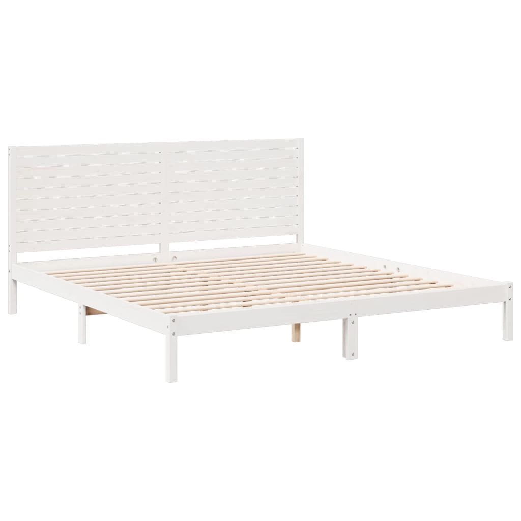 Prodloužený Rám Postele Bez Matrace Bílý 180 X 220 Cm Masiv