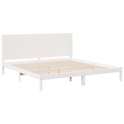 Prodloužený Rám Postele Bez Matrace Bílý 200 X 220 Cm Masiv
