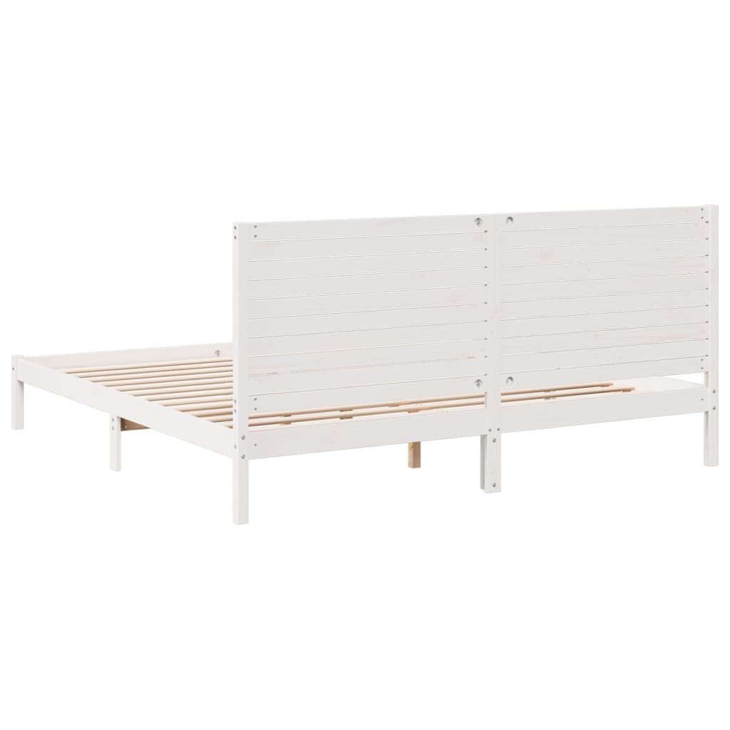 Prodloužený Rám Postele Bez Matrace Bílý 200 X 220 Cm Masiv